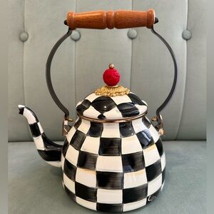 Brand new never used MacKenzie Childs Check tea kettle 2Qt